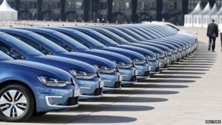 Row of VW cars in Berlin