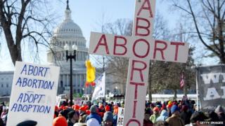 Anti-abortion protestors gather near the US Capitol.