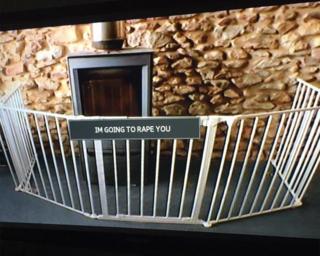 Rape threat on TV screen
