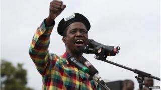 Patriotic Front (PF) Presidential candidate Edgar Lungu speaks at a rally in Lusaka on 19 January 2015
