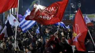Syriza party supporters celebrating