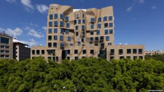 A front view of the Chau Chak Wing Business School in Sydney