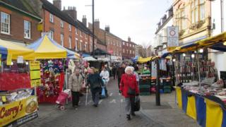 The street market in Market Street, Tamworth