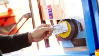 contactless card on bus