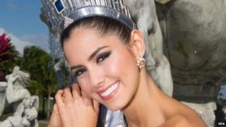 A handout picture made available by the Miss Universe Organization shows Paulina Vega, Miss Universe 2014