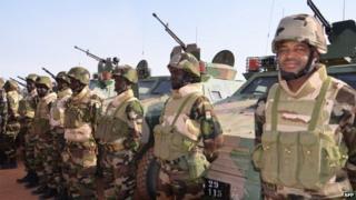 Niger's soldiers on 22 January 2013 at a training camp near Ouallam,