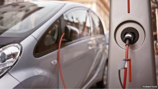 electric car in charging station