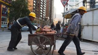 Construction workers in China