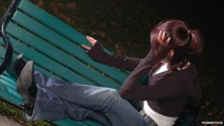 Unidentified girl on bench