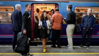 Passengers on a First Great Western train