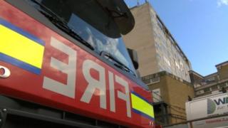 Fire engine outside Hockmore Tower
