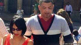 Celeste Nurse (in orange dress) and her husband Morne (in cardigan) leaving the Cape Town Magistrates Court on 27 Febraury