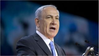 Israeli Prime Minister Benjamin Netanyahu speaks at the American Israel Public Affairs Committee (AIPAC) Policy Conference in Washington, 2 March 2015