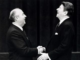 Mikhail Gorbachev and Ronald Reagan