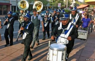 Carmen with the marching band