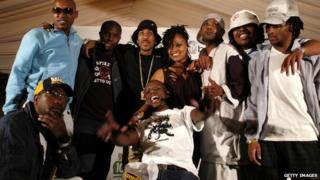Skwatta Kamp pose for a picture with US rapper Ludacris, file