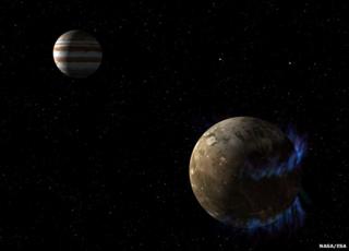 Artist's impression of Jupiter and Ganymede