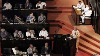 Narendra Modi addresses Sri Lanka's parliament in Colombo, 13 March