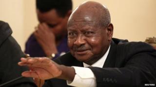 Uganda's President Yoweri Museveni addresses a news conference during his official visit to Ethiopia's capital Addis Ababa, 26 December 2014