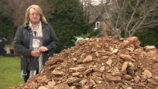 rubble grave nottingham dumped heartbreak after nearby dug caption covered memorial another when