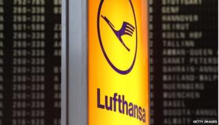 Lufthansa logo with screen