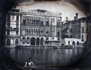 The Frenchman. Venice. The Grand Canal. The Casa d'Oro Under Restoration, 1845. Quarter-plate daguerreotype.