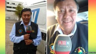 Photos of Mr Ledezma giving an interview to Radio ADN Chile
