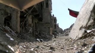 View of damage in Yarmouk