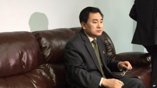 North Korea’s deputy permanent representative to the United Nations, An Myong Hun, waits to speak to reporters at North Korea’s UN mission in New York, Wednesday 8 April 2015