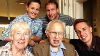 Sam and Chris Ogrizovic with their grandfather Nick and grandmother Maureen