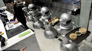 Robot waiters in China