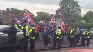 Loyalists protested outside Howard Primary School during last year's elections