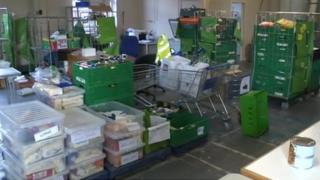 Goods inside ReadiFood food bank in Reading