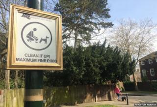 Dog fouling sign with frame