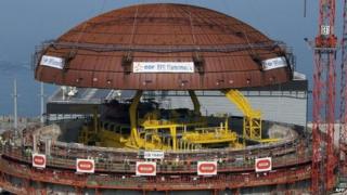 The nuclear reactor building under construction at Flamanville in Normandy