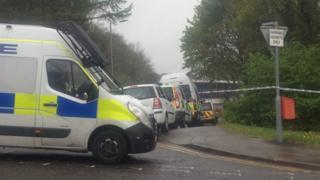 Police van at scene