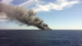 Spanish ferry on fire