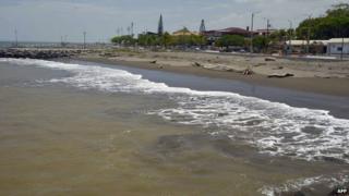 View of the empty beach in Puntarenas, 95 km north of San Jose, Costa Rica on 3 May, 2015