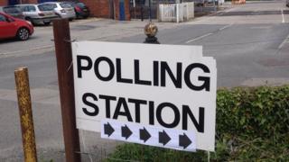 Polling station sign