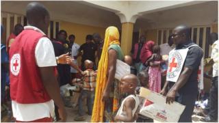 Clothes being distributed by the Red Cross in Yola (May 2015)