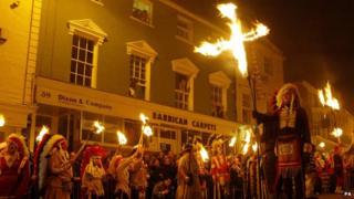 A procession on bonfire night