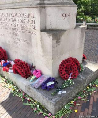 Flowers on memorial