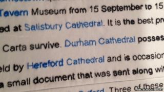 Stitching done by School Reporters in Magna Carta replica