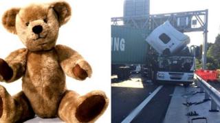 Generic teddy bear and lorry crash on A14