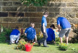 Children at a community garden