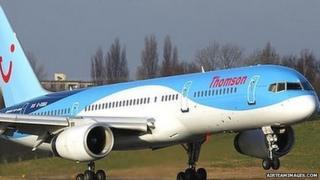 A Boeing 757 airplane operated by Thomson