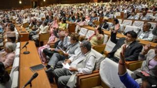 Nepalese lawmakers meet at the national parliament in Kathmandu
