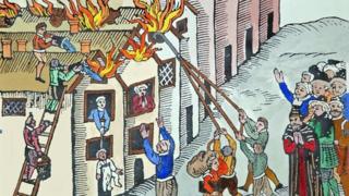 A contemporary drawing of a fire