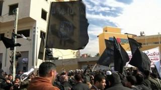 Islamic State flags at a rally in Gaza (file photo)