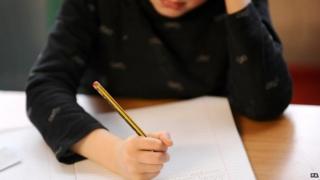 child struggling with work